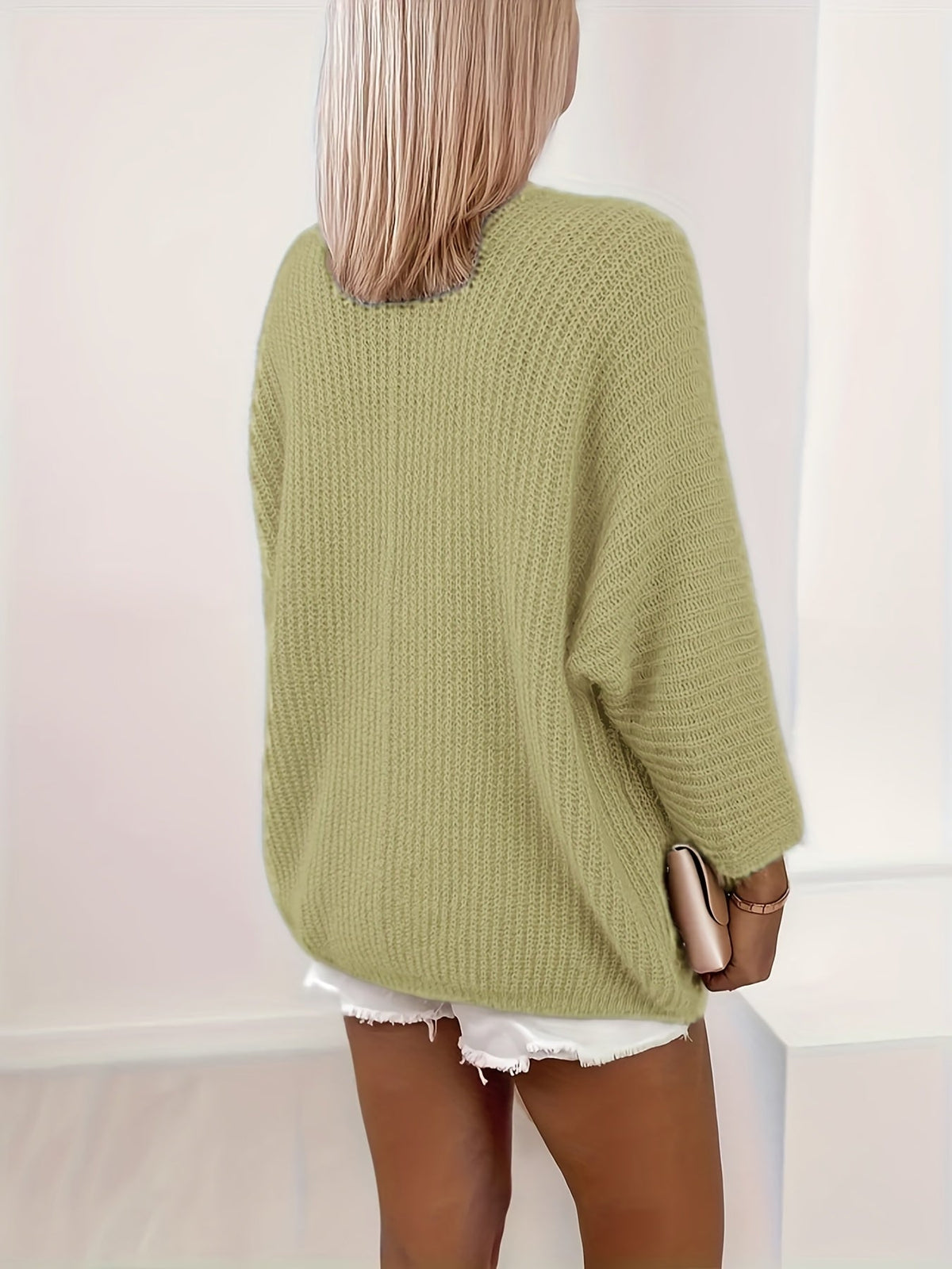 Oversized Knit Cardigan, Khaki