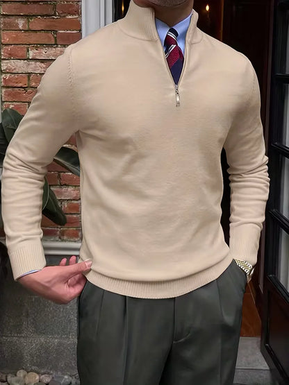 Fine Knit Zip Neck Jumper