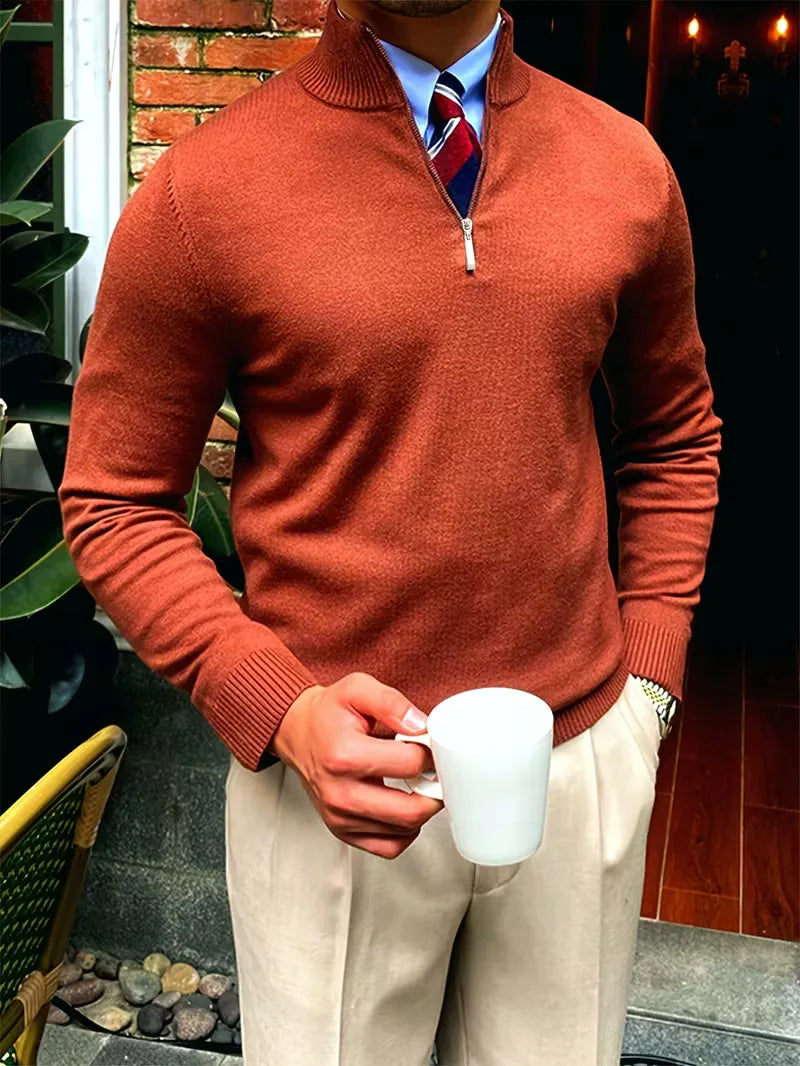 Fine Knit Zip Neck Jumper