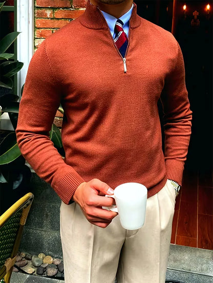 Fine Knit Zip Neck Jumper