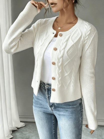 Twisted Knit Winter Cardigan, Black