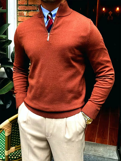 Fine Knit Zip Neck Jumper