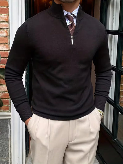 Fine Knit Zip Neck Jumper