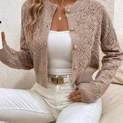 Buttoned Openwork Cardigan