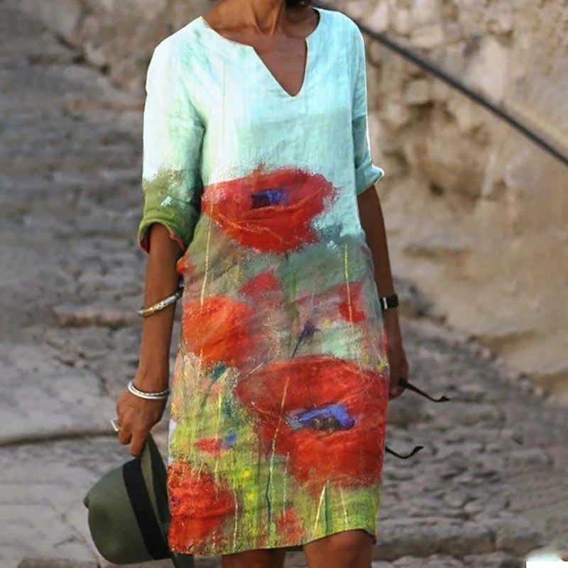 Floral Summer Linen Dress, 01