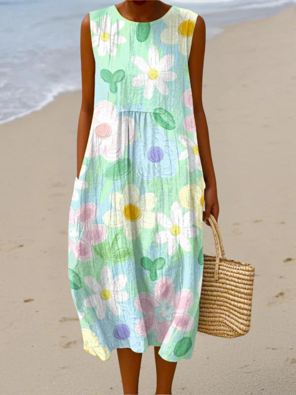 Printed Summer Linen Dress