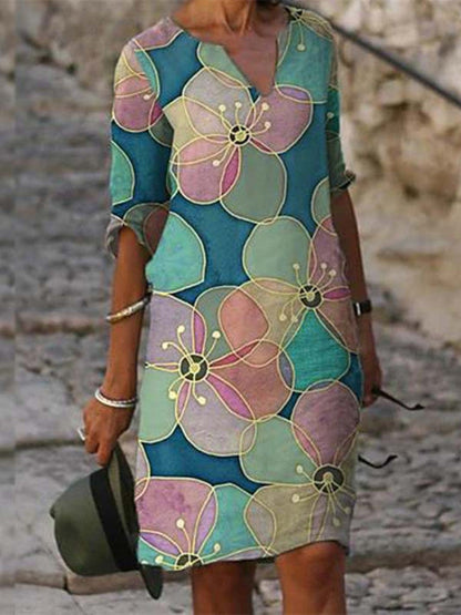 Floral Summer Linen Dress, 01