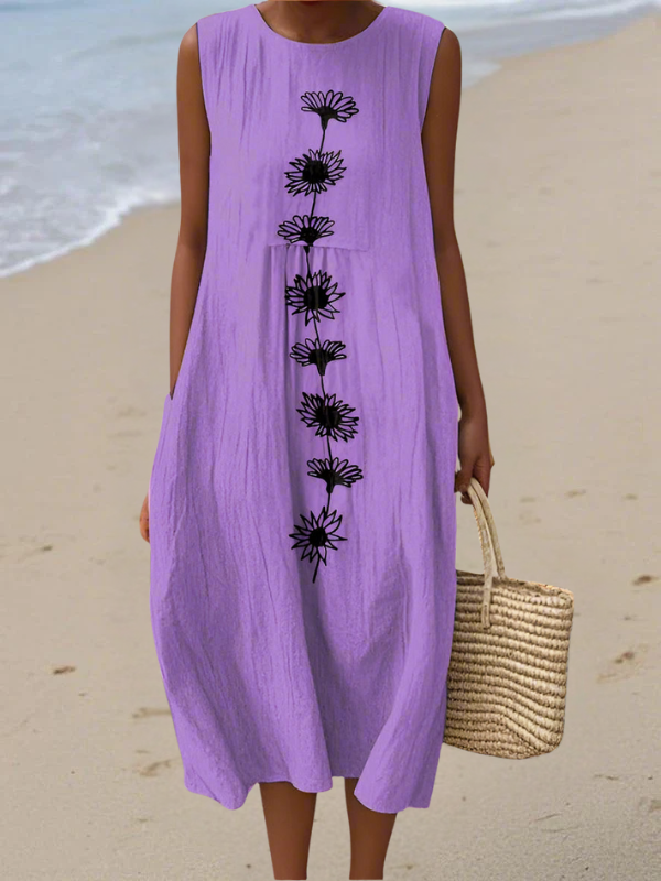 Printed Summer Linen Dress