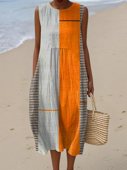 Printed Summer Linen Dress
