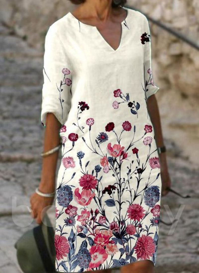 Floral Summer Linen Dress, 01