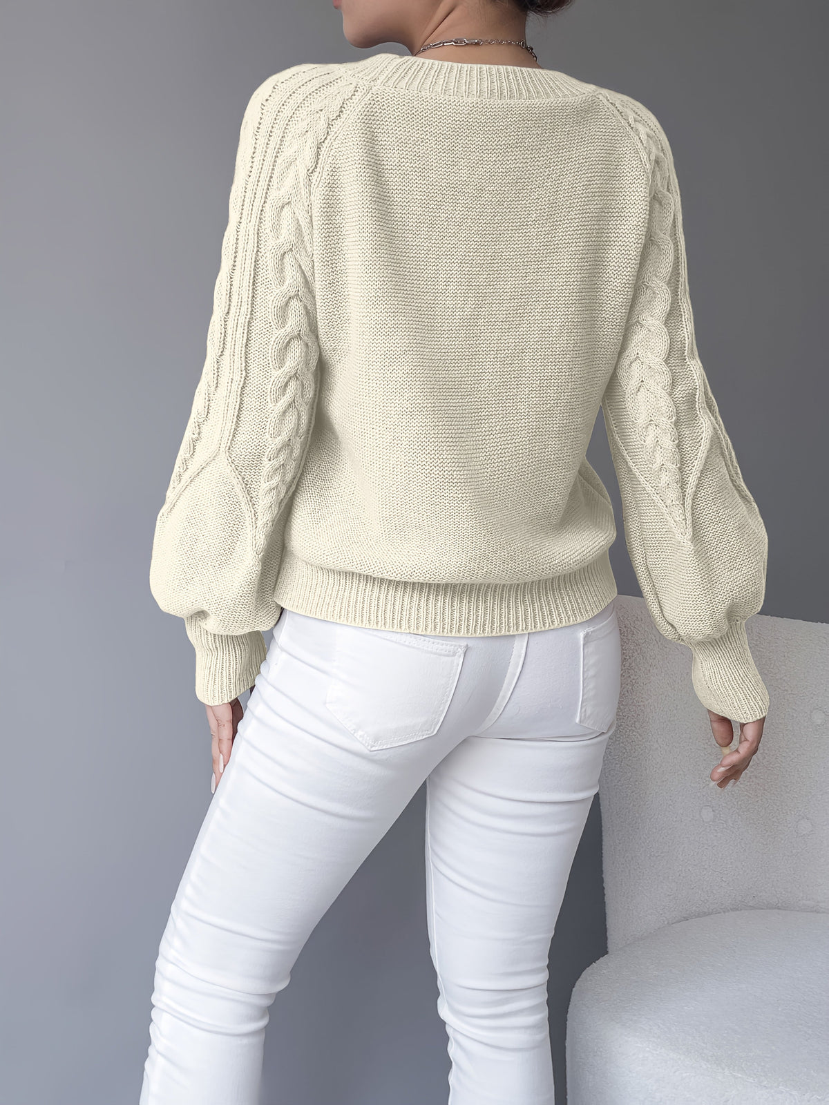 Twisted Knit Winter Jumper, Khaki