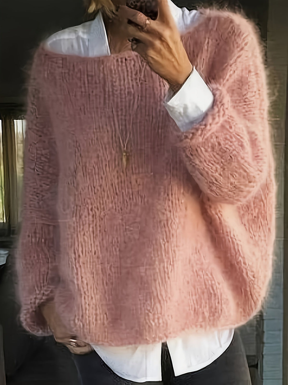Oversized Knit Winter Jumper, Pink