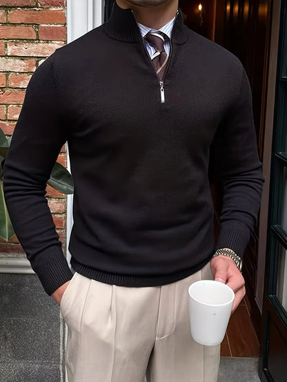 Fine Knit Zip Neck Jumper
