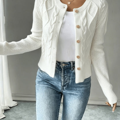 Twisted Knit Winter Cardigan, Black