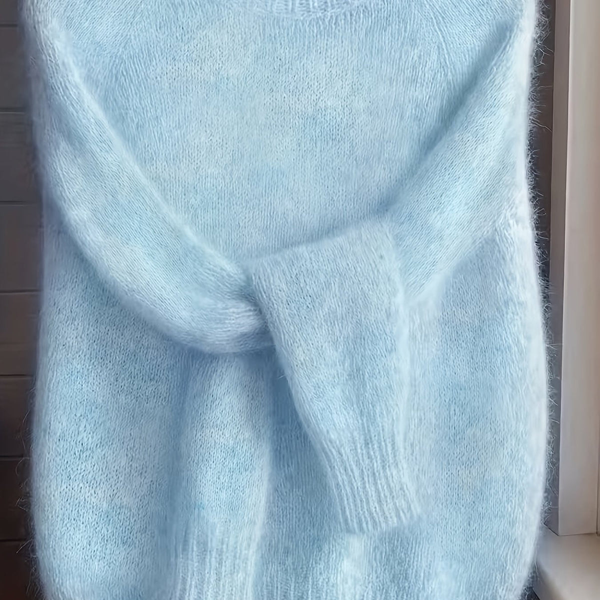 Fluffy Knit Winter Jumper, Sky Blue