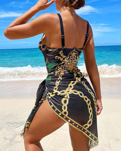 Baroque Summer Swimming Costume with Pareo