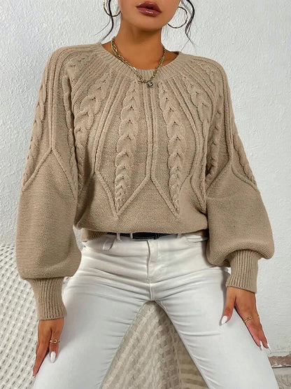 Twisted Knit Winter Jumper, Khaki