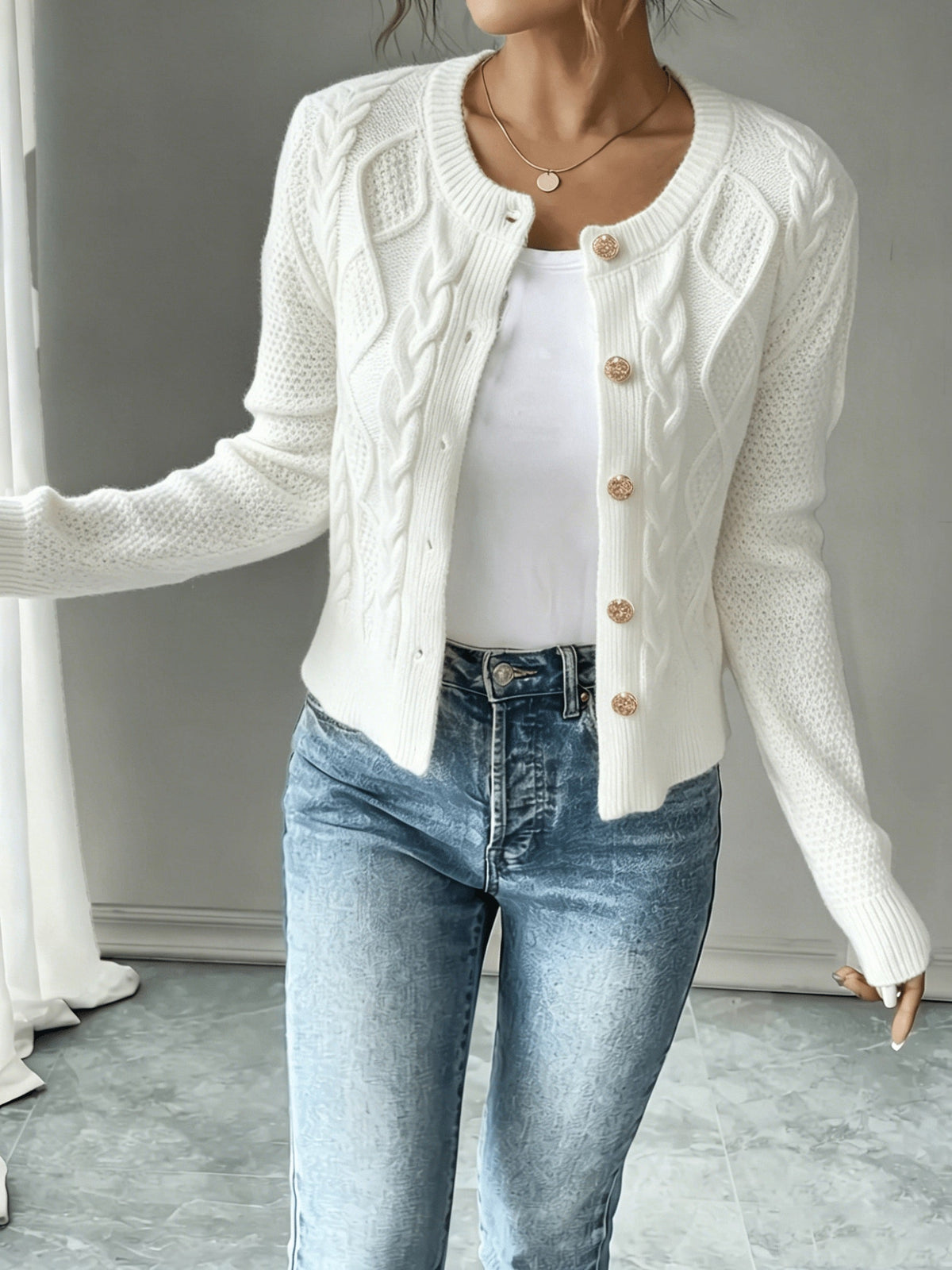 Twisted Knit Winter Cardigan, Black