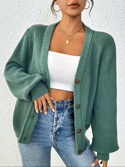 Chunky Knit Winter Cardigan, Green