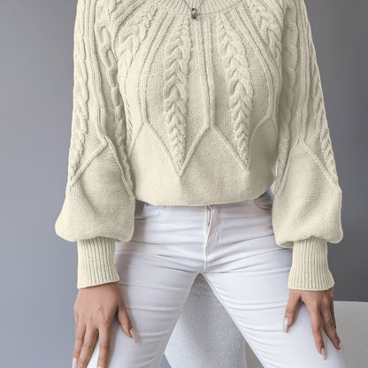 Twisted Knit Winter Jumper, Khaki
