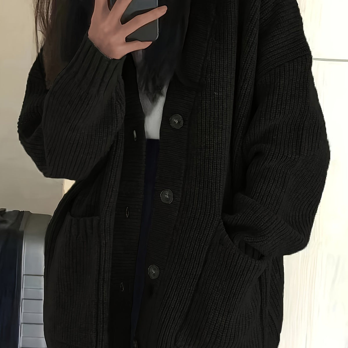 Chunky Knit Winter Cardigan, Coffee Brown
