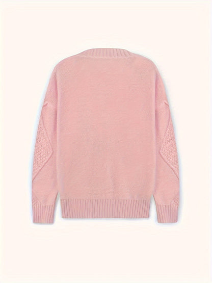 Twisted Knit Winter Cardigan, Pink