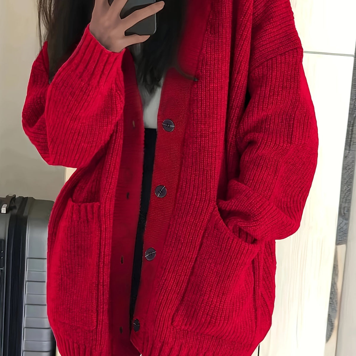 Chunky Knit Winter Cardigan, Coffee Brown