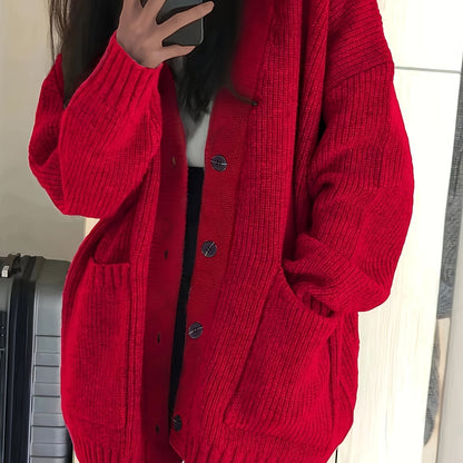 Chunky Knit Winter Cardigan, Coffee Brown