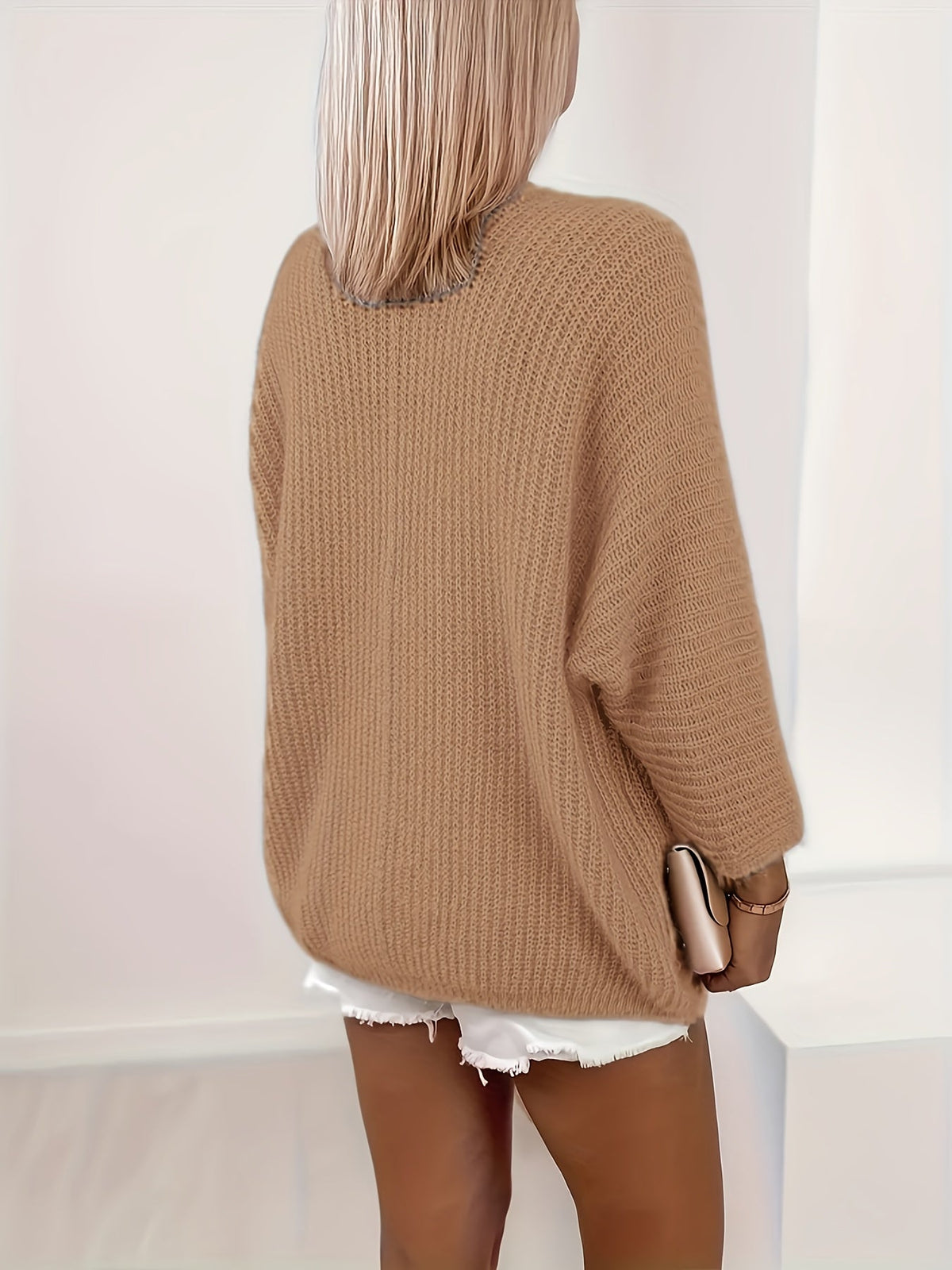 Oversized Knit Cardigan, Khaki
