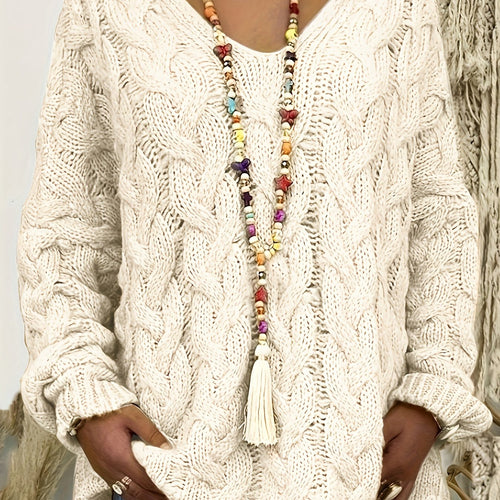 Chunky Knit Winter Jumper, Beige