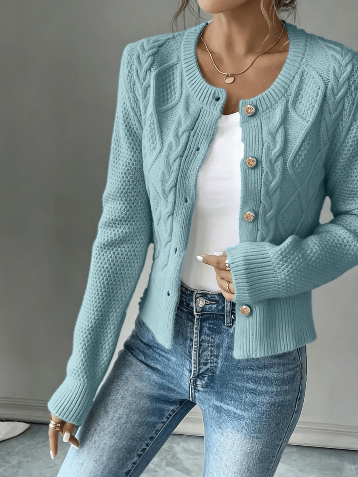 Twisted Knit Winter Cardigan, Black