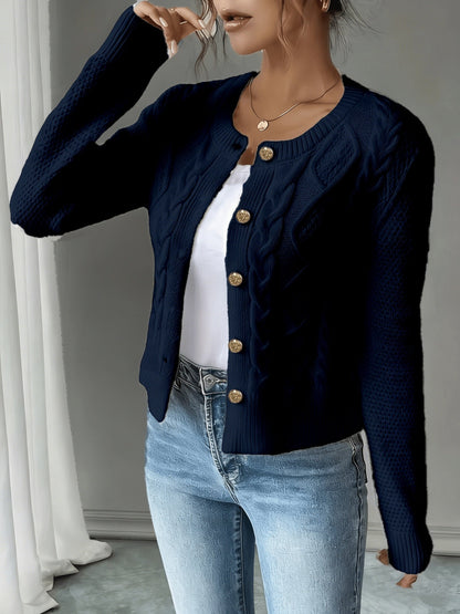 Twisted Knit Winter Cardigan, Black