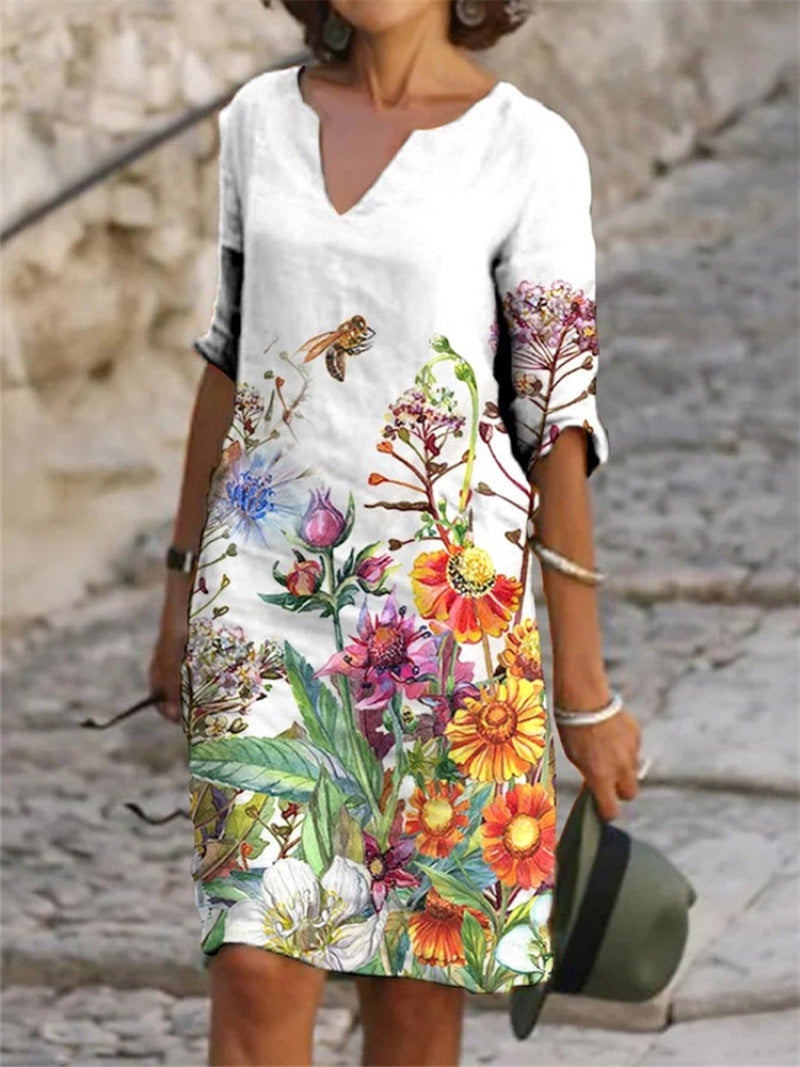 Floral Summer Linen Dress, 01