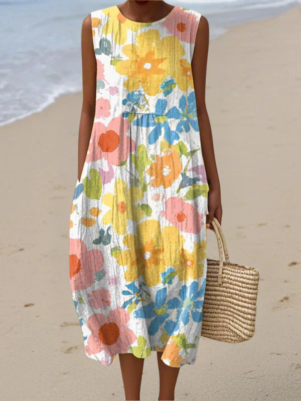 Printed Summer Linen Dress