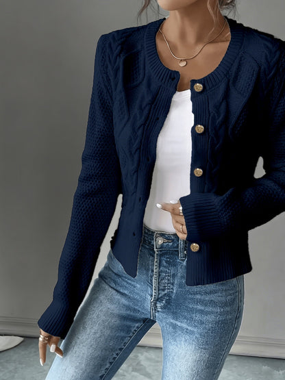 Twisted Knit Winter Cardigan, Black