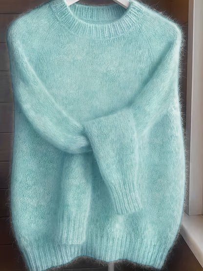 Fluffy Knit Winter Jumper, Sky Blue