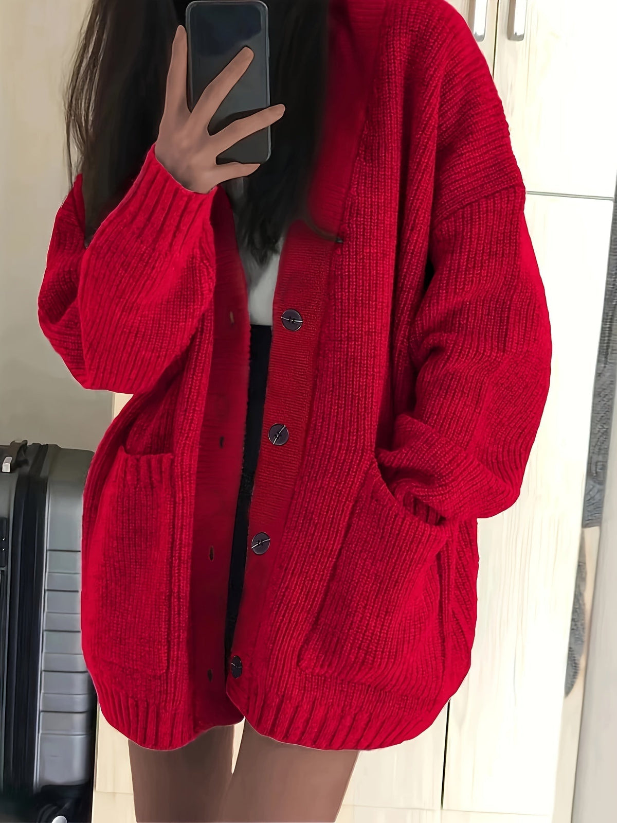 Chunky Knit Winter Cardigan, Coffee Brown