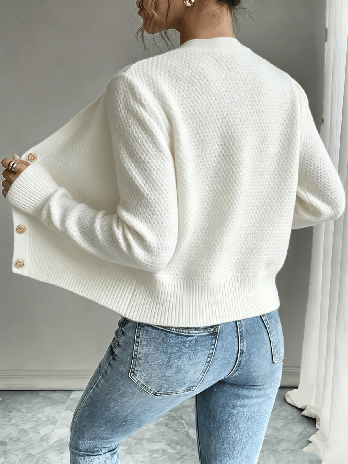 Twisted Knit Winter Cardigan, Black