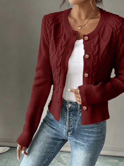 Twisted Knit Winter Cardigan, Black