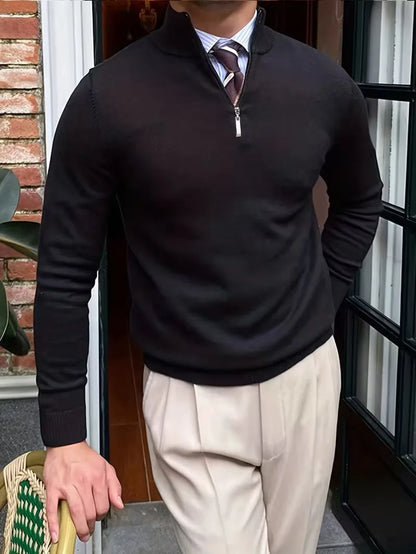 Fine Knit Zip Neck Jumper