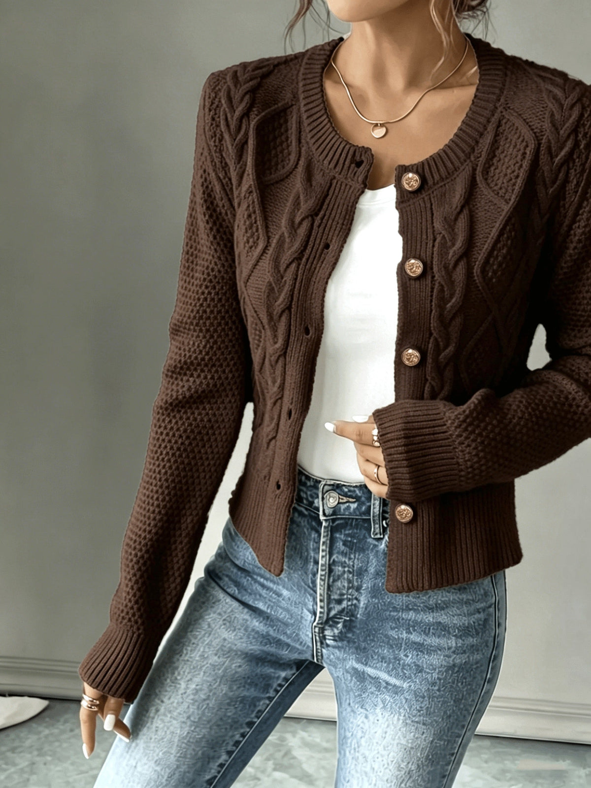Twisted Knit Winter Cardigan, Black