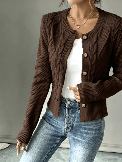 Twisted Knit Winter Cardigan, Black