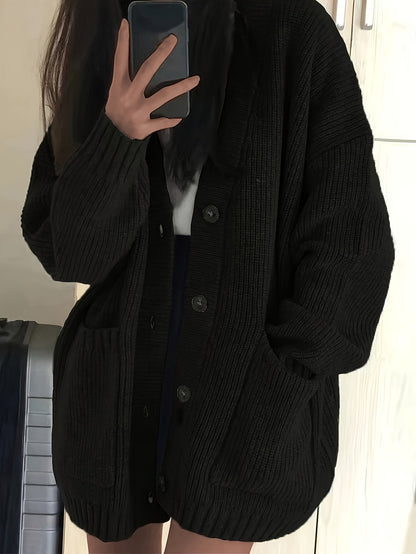 Chunky Knit Winter Cardigan, Coffee Brown