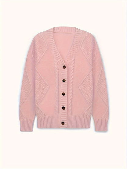 Twisted Knit Winter Cardigan, Pink