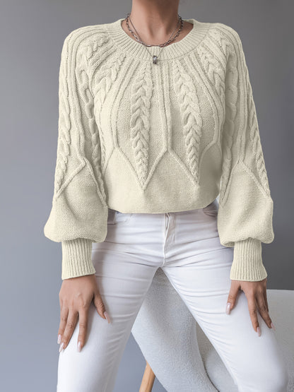Twisted Knit Winter Jumper, Khaki
