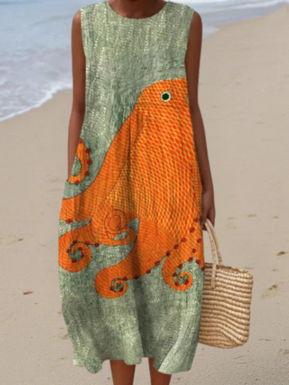 Printed Summer Linen Dress
