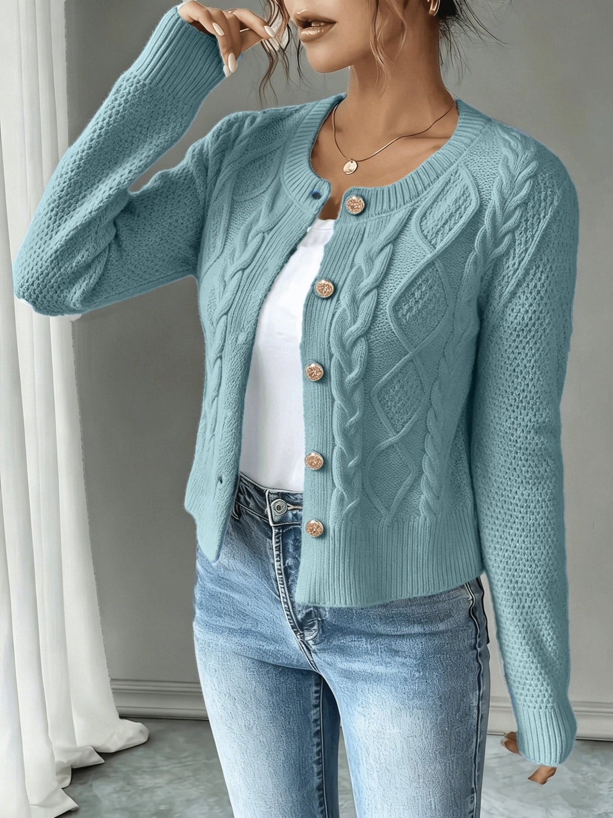 Twisted Knit Winter Cardigan, Black