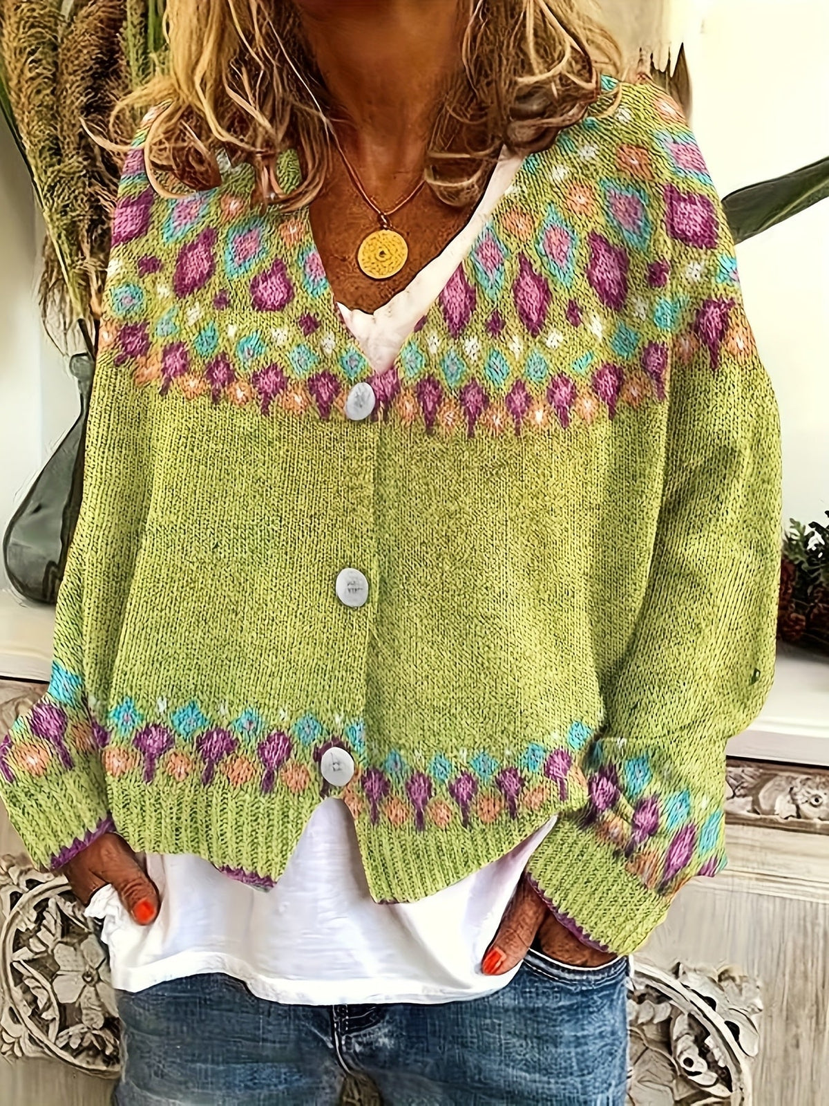 Embroidered Buttoned Cardigan