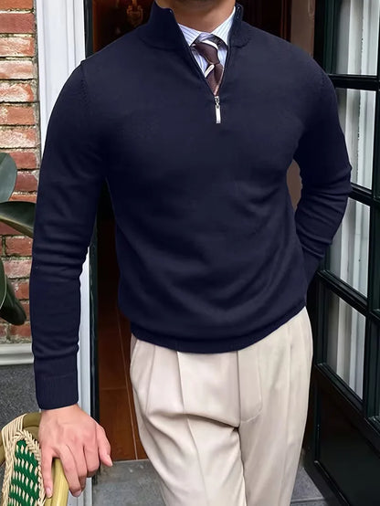 Fine Knit Zip Neck Jumper