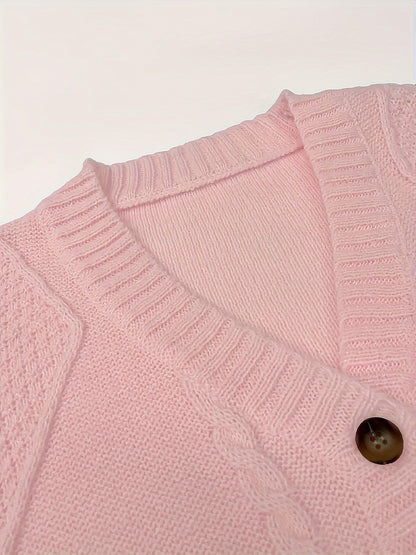 Twisted Knit Winter Cardigan, Pink